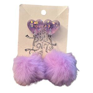 The Pulp Girls Purple Heart and Poof Earrings